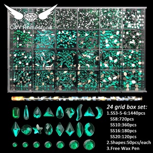 C & Y 24 Grid Mixed 17 Shapes 7 Tamaños Piedras Caja Nail Art <span class=keywords><strong>AB</strong></span> Diamantes de imitación Cristales para decoración de uñas - Product Image 5