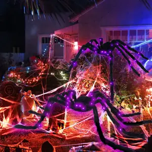 Home Decor Outdoor Party Lights Assustador Animatronic Halloween Light Up Spider Prop Fora Ornamentos Aranha Halloween Decoração