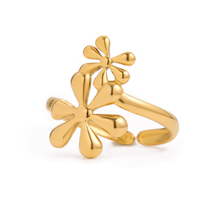 Flower Shape 18k Gold Open <b>Ring</b> Unisex Jewelry Gift Design - Product Image 5