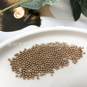 Water-Plated Non-Porous 2Mm Round Beads Gold Silver Gunmetal Black Loose <b>Plastic</b> Resin DIY Garment Studs For Clothing Shoe Hat - Product Image 2