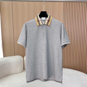 Polo de Manga Corta Azul Marino para Hombre, Cuello a Cuadros Burberry, Estilo Casual Elegante, Tela Oxford de Algodón Transpirable, Corte Regular - Product Image 3