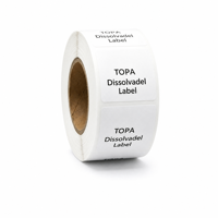 Rouleau d'étiquettes thermiques hydrosolubles 20x20mm 1000 pièces, autocollants adhésifs dissolvables pour flacons de laboratoire et contenants alimentaires