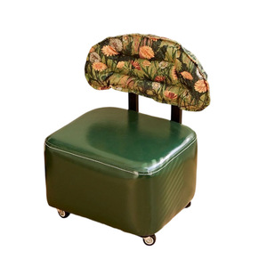 Tabouret Roulant Rétro avec Roues Universelles, Style Vintage, Pivotant, pour Salon, Tabouret à Roulettes, Luxe Léger, Tabouret Bas - Product Image 3