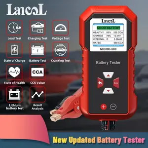 Lancol 최신 12V 자동차 배터리 테스터 CCA 8 언어 MICRO-500 LCD 디스플레이