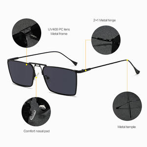 แว่นกันแดดทรงเหลี่ยมสำหรับผู้หญิง รุ่น Conchen กรอบโลหะ ป้องกันรังสียูวี 400 เลนส์พีซีสีดำ แฟชั่นสำหรับการเดินทางและการแสดงบนเวที - Product Image 4