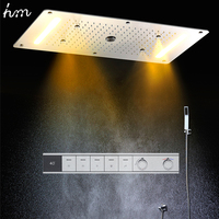 Ensemble de douche intelligent LED avec effet pluie et cascade pour salle de bain, 700x380MM, thermostat numérique