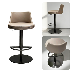 Luxury Modern Swivel Bar <b>Stools</b> with PU <b>Leather</b> & Stainless Steel Height Adjustable for Kitchen Home Hotel & Outdoor Use - Product Image 5
