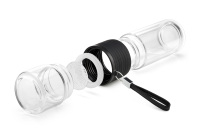 Bouteille d'eau en verre borosilicate à double paroi transparente de 238 ml, écologique, certifiée CE, avec infuseur en acier inoxydable pour thé – Vente en gros