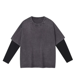 เสื้อเชิ้ตแขนยาวผู้ชายแบรนด์ขายส่งแบบสองชิ้น ผ้าฝ้ายแท้ 300 กรัม ทรงโอเวอร์ไซส์ สไตล์สตรีทแวร์ สำหรับพิมพ์ลาย - Product Image 6