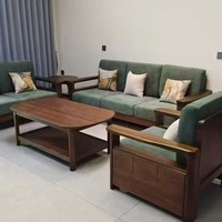 Ensemble de canapés sectionnels en bois massif en forme de L pour hall d'hôtel, mobilier de club et d'hôtel familial chinois