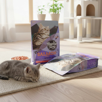 Sac d'emballage en plastique pour aliments pour animaux de compagnie à fond plat imprimé personnalisé en feuille laminée debout