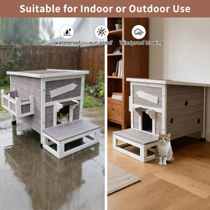 Casa para Gatos al Aire Libre, Casas Grandes para Gatos Silvestres, Refugio para Gatos de Madera Resistente a la Intemperie con Puerta de Escape - Product Image 6