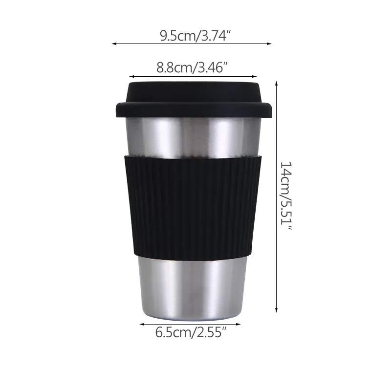 Silicone Insulated Anti-scald Coffee Cup Straw Milk Tea Hot And Cold Drink Office Easy Cup Coffee Cup Stainless Steel Mug