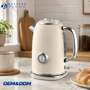 Bouilloire électrique rétro 2,0 L avec contrôle de température, rangement du cordon, acier inoxydable, arrêt automatique, indicateur LED, usage domestique - Product Image 1
