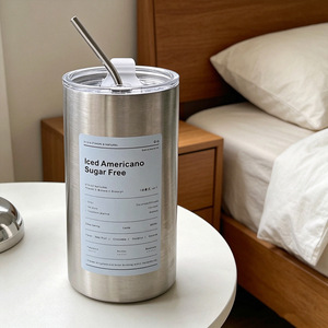 Stainless Steel Iced Coffee Tumbler <b>Double</b> <b>Wall</b> 16oz Portable Travel Home Office Use - Product Image 3