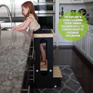 Tour <span class=keywords><strong>d</strong></span>'apprentissage noire bois Montessori enfant en bas âge aide de cuisine hauteur réglable tour debout escabeau pour enfants et garçons - Product Image 3