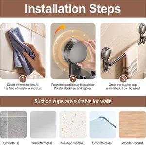 Toallero sin taladro con fuerte succión, organizador de ducha ajustable para puerta de vidrio, pared y esquina, para toallas de baño y pantuflas - Product Image 6