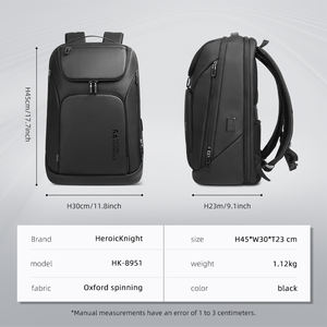 حقيبة ظهر HEROIC KNIGHT مخصصة مقاومة للماء للرجال مع منفذ USB وحقيبة عمل وحقيبة كمبيوتر - Product Image 6