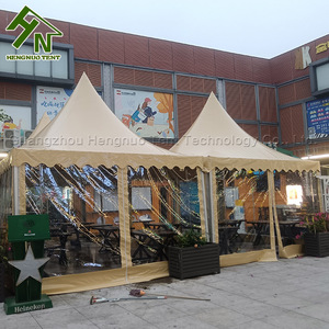 Gazebo a Pagoda 4x4m <span class=keywords><strong>Marrone</strong></span> <span class=keywords><strong>Beige</strong></span> Impermeabile in PVC per Esterni, Ideale per Caffetterie o Negozi - Product Image 4