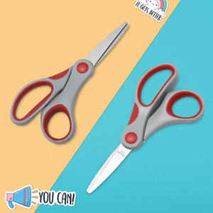 Children Scissors Stainless Steel Straight Head Reddish Gray Home Use Office Cutting Tools Bulk Size - Product Image 2