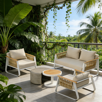 Conjunto de Muebles de Patio Modernos de Aluminio Blanco Impermeable para Sala de Estar, Hotel, Villa, Patio, Casa de Campo, Apartamento, Balcón, Exterior