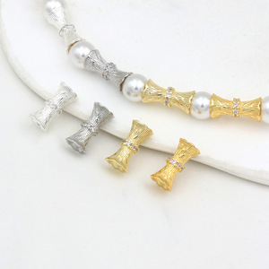 Cuentas espaciadoras con diseño de árbol incrustadas con oro, plata y diamantes, de 14 mm de longitud, accesorios de joyería DIY para la fabricación de pulseras y collares. - Product Image 3