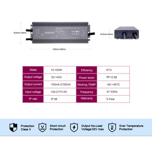 Kích thước nhỏ không thấm nước IP66 cung cấp điện DC 10W 20W 40W 60W 100W 5V 93V liên tục biến áp hiện tại Dali dẫn lái xe cho <span class=keywords><strong>LED</strong></span> bán - Product Image 3