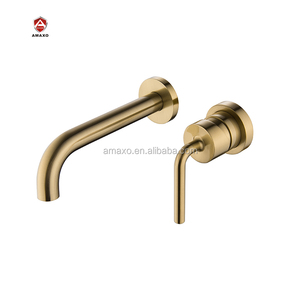 <span class=keywords><strong>Rubinetto</strong></span> <span class=keywords><strong>Miscelatore</strong></span> Lavabo Aida in Ottone a 2 Fori Montaggio a Parete Oro Spazzolato con Cartuccia in Ceramica per Uso in Camera da Letto - Product Image 3
