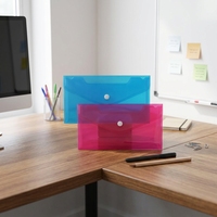 Pochette porte-documents A4 en plastique avec bouton-pression, étanche, en PP