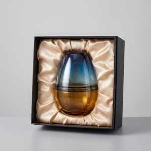 Luxury Blue <b>Amber</b> <b>Glass</b> Table Vase Handmade Flower Vessel Scandinavian Decorative Centerpiece for Wedding Home Decor - Product Image 6