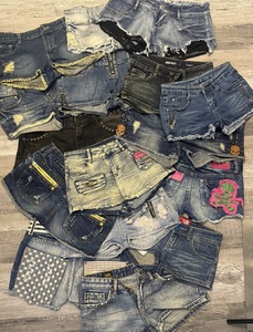 Shorts Oxford para Mujer al por Mayor, Varios Estilos, Estilo Spicy Girl, Casuales de Verano, Transpirables, con Flores Bordadas, Corte Regular, para Mujeres de Talla Grande - Product Image 1