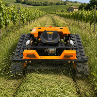 Tondeuse à chenilles industrielle télécommandée à essence, autotractée, sans fil, à hauteur réglable pour l'entretien des pelouses et de la végétation agricole