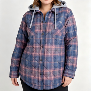 Chemise à carreaux pour <span class=keywords><strong>femme</strong></span> printemps-automne, chemise en flanelle à capuche, chemise chaude pour <span class=keywords><strong>femme</strong></span>, chemise décontractée tendance pour <span class=keywords><strong>femme</strong></span>, boutonnée - Product Image 1