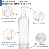 Bouteille en Verre Vide Oslo de 700 ml, Transparente, pour Spiritueux (Vodka, Gin, Rhum, Tequila, Whisky, Brandy) avec Bouchon
