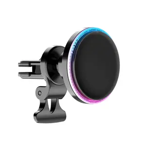 Hot Sale Magnetic Car Outlet Mount 15W Fast Magsafes LED Light Wireless Car Charger