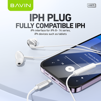 BAVIN HX879 Noir Blanc 3.5mm Type c Plug in Ear Wire Music Earphone Casque avec Microphone HD