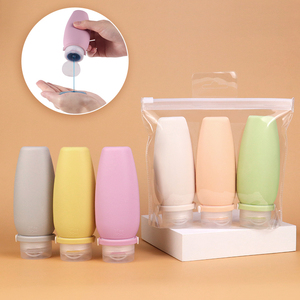 4-in-1 draagbare, herbruikbare, 100% lekvrije, zachte siliconen navulbare toiletartikelen reisflesjes & reisbuisjes set met zakontwerp - Product Image 2