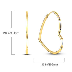 Logo Original de alta calidad S925 pendientes de aro grandes de Corazón dorado para mujer regalo de cumpleaños para boda o fiesta - Product Image 4
