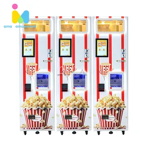 AMA Full-automatic Coin Operated Popcorn Vending Machine Commercial Automatic Caramel Popcorn Machine for Entertainment Machines