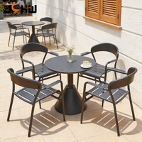 Ensemble de mobilier de terrasse moderne en aluminium pour restaurant, café, jardin, extérieur, avec table et chaises