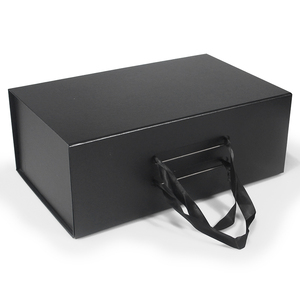 Hộp Quà Gấp Từ Tính Màu Đen Bán Sỉ Tùy Chỉnh Bao Bì Các Tông Cho Quần Áo Túi Xách Có Tay Cầm Ruy Băng - Product Image 2