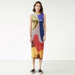 Casual Plus Size Slim Gradient Summer <strong>Blue</strong>, Gray, Yellow Long-sleeved <strong>Dress</strong> - Product Image 1