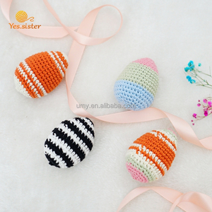 ของเล่นเขย่ามือเด็กทารกทำจากผ้าฝ้าย ของเล่นบีบคลายเครียด ของตกแต่ง งานถักโครเชต์ทำมือ ไข่อีสเตอร์ ผ้าฝ้าย PP ปักลาย ถักทอ - Product Image 5