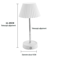 Lámpara de Mesa LED Recargable Portátil con Interruptor Táctil, Altura Ajustable, Luz Blanca Cálida para Dormitorio, Uso Nocturno junto a la Cama
