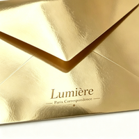 Enveloppe en carton réfléchissant doré effet miroir, personnalisable avec logo par estampage à chaud, pour cartes de remerciement et invitations de fête