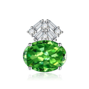 Joyería Más Vendida 2026, Juego de Joyería de Cobre con Circonita Cúbica de Corte Ovalado de 10*14mm, Juego de Collar con Piedra Verde de Alto Contenido de Carbono para Mujer - Product Image 6