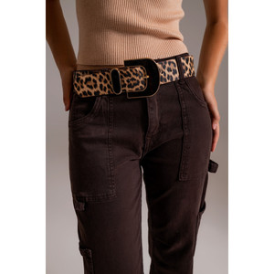 Pantalon cargo à jambe droite en marron - Product Image 1