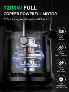 1200 Wát Máy ép trái cây máy với 3.2 "thức ăn máng cho toàn bộ trái cây kép tốc độ ly tâm vắt nước trái cây Heavy Duty đầy đủ động cơ đồng - Product Image 5
