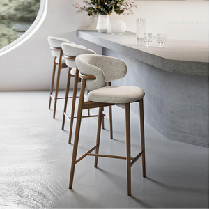Cadeira de <span class=keywords><strong>Bar</strong></span> em Madeira Maciça Estilo Nórdico Simples e Moderno Cadeira de Design de Luxo Leve em Tecido para Sala de Estar - Product Image 1