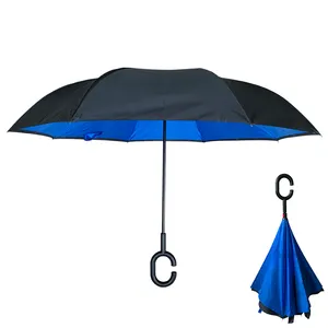 YS-8043 Fornecimento de fábrica Guarda-chuva reverso manual aberto com alça C Guarda-chuva promocional para presente publicitário com logotipo personalizado guarda-chuva invertido